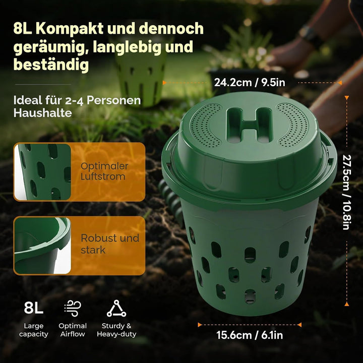 8L Unterirdisch Komposter Garten mit Deckel,PVC Wurmkomposter mit Belüftungslöcher,Organische Wurmki