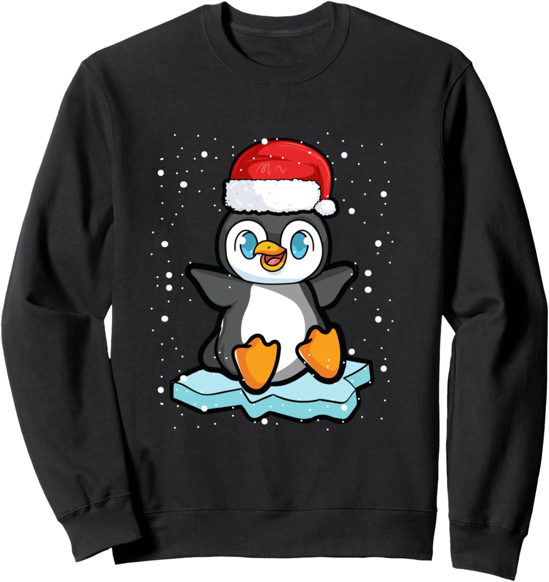 Weihnachten lustiger Pinguin Schneeflocke Weihnachtsmann Sweatshirt