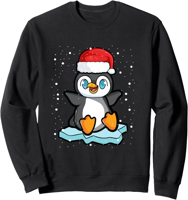 Weihnachten lustiger Pinguin Schneeflocke Weihnachtsmann Sweatshirt