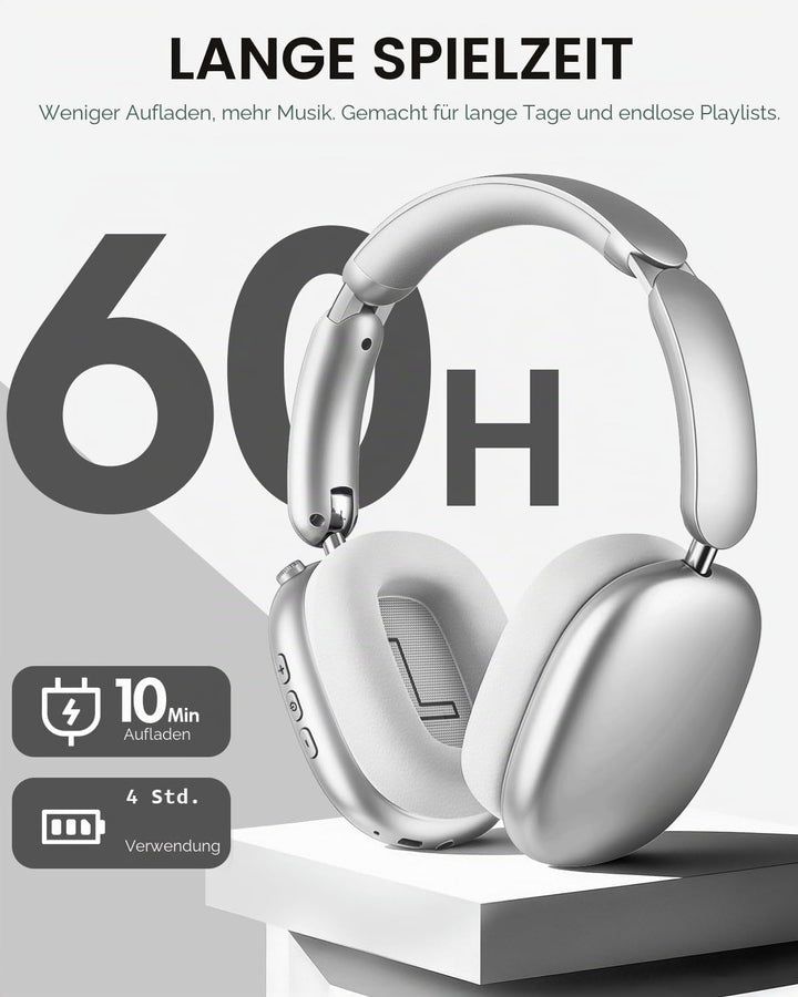 Wentronic Y02 Aktive Noise Cancelling Kopfhörer,60 Std.5 EQ-Musikmodi,Hi-Res-Audio,Tiefe Bässe,faltb