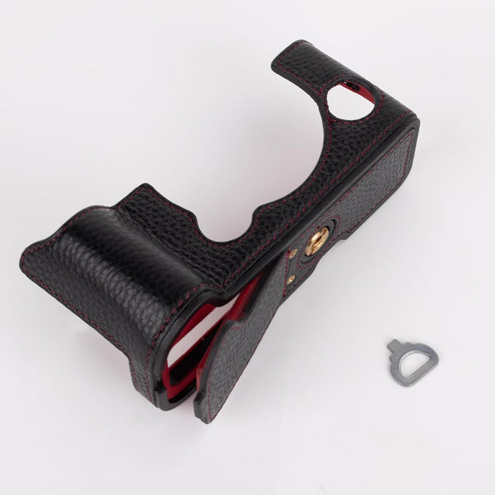 Rieibi Fuji XT5 Schutzhülle für Fujifilm X-T5 Digitalkamera, hochwertiges Echtleder, Halbtasche für