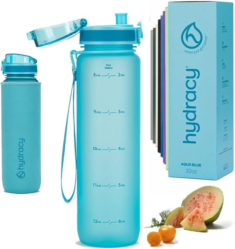 Hydracy Trinkflasche mit Fruchteinsatz - 1L Wasserflasche - BPA-freie Trinkflasche mit Zeitmarkierun