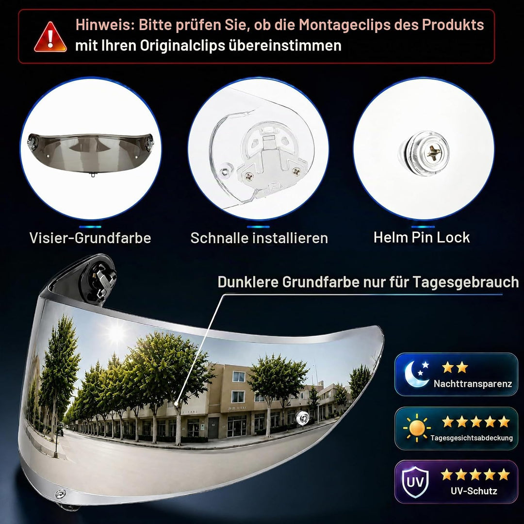 PSLER Helmvisier für K6 K6s - Helmgesichtsschutz Getöntes Visier Motorradhelm Zubehör Ersatz für K6