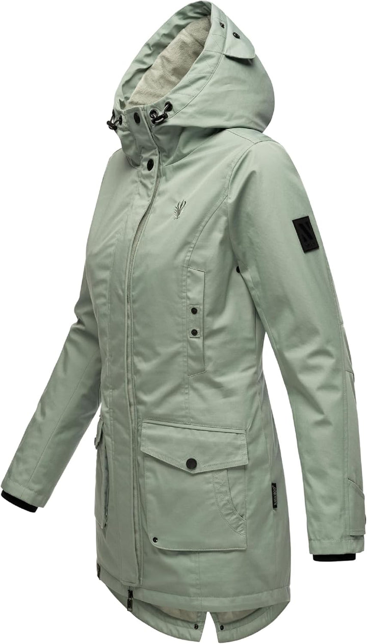 Navahoo Damen Übergangsjacke Warmer Kurzmantel Regenjacke wasserdicht mit Kapuze Brinjaa XS-XXL S Sm
