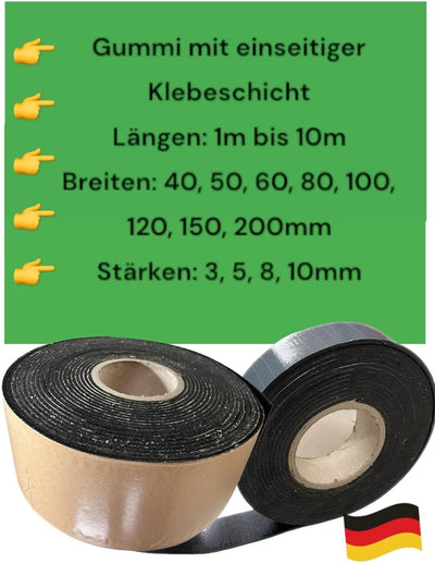 Gummistreifen selbstklebend 2000x200x3mm Hartgummi Vollgummi Gummiauflage Gummiplatte Gummimatte