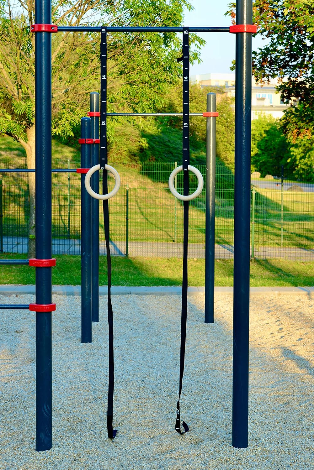 Modular Sports Gymnastikringe aus Holz 32mm / hochwertige Turnringe Outdoor & Indoor/belastbare Gurt