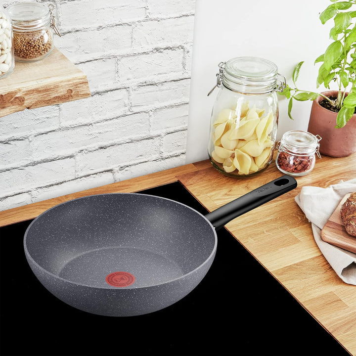 Tefal G28019 Natural On Wokpfanne 28 cm | Mineralia+ Antihaftversiegelung | Thermo-Signal für alle H
