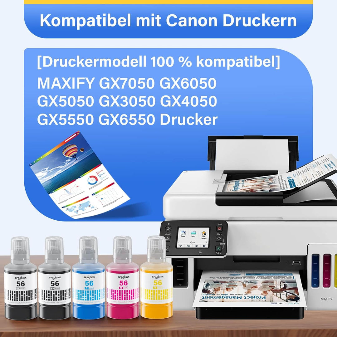 GI-56 Tintenflaschenset kompatibel mit Canon MAXIFY GX7050, GX6050, GX5050, GX4050, GX3050, GX5550,