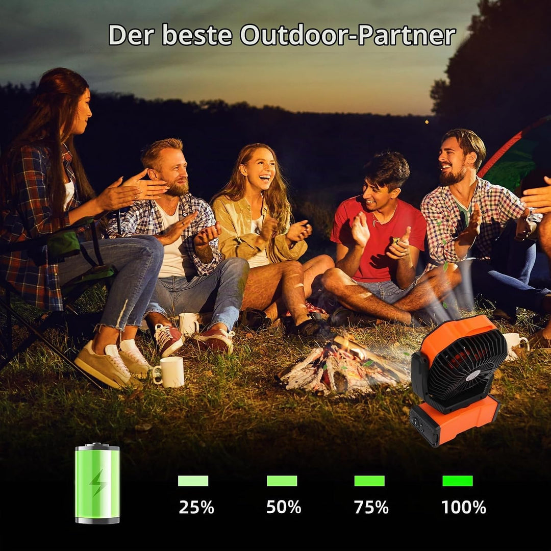 ELZO 30000mAh Camping Ventilator, Wiederaufladbarer Tischventilator USB Ventilator mit LED Licht &amp; H