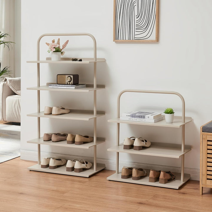 [en.casa] Schuhregal schmal Poytya mit 3 Ebenen Metall 73 x 60 x 32 cm Schuhständer für 6 Paare Schu