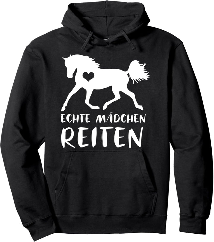 Echte Mädchen Reiten Pferd mit Herz Pferdefan Reiterin Pullover Hoodie