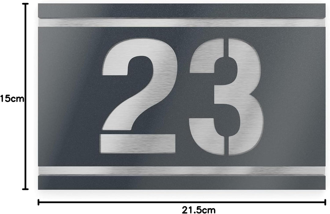 Graviers Design Hausnummernschild mit Gravur aus V2A Edelstahl 215x150mm - Anthrazit Metallic - Wett