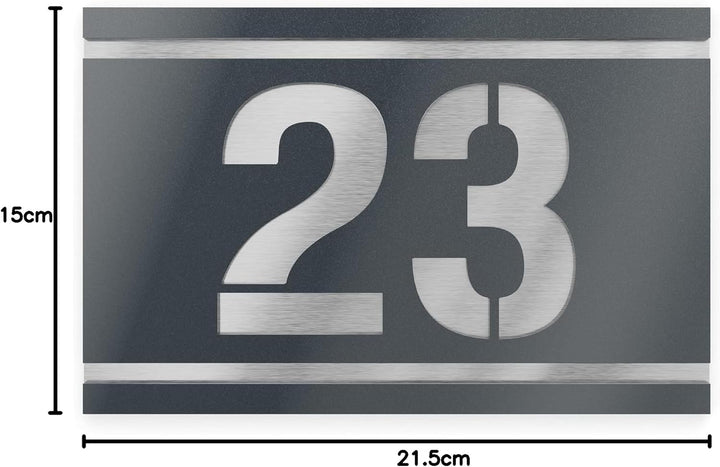 Graviers Design Hausnummernschild mit Gravur aus V2A Edelstahl 215x150mm - Anthrazit Metallic - Wett