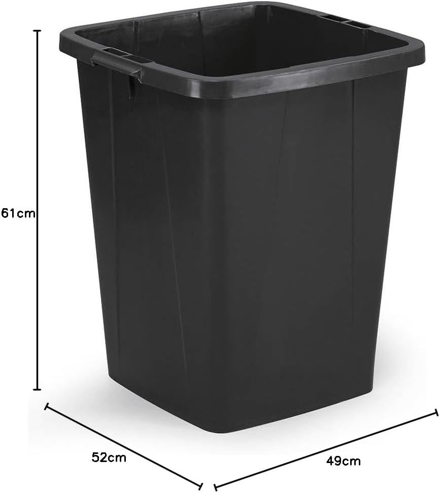 Durable Mülleimer Durabin Eco 90 Liter, Blauer Engel zertifiziert, mit Tragegriffen, schwarz, 6 Stüc