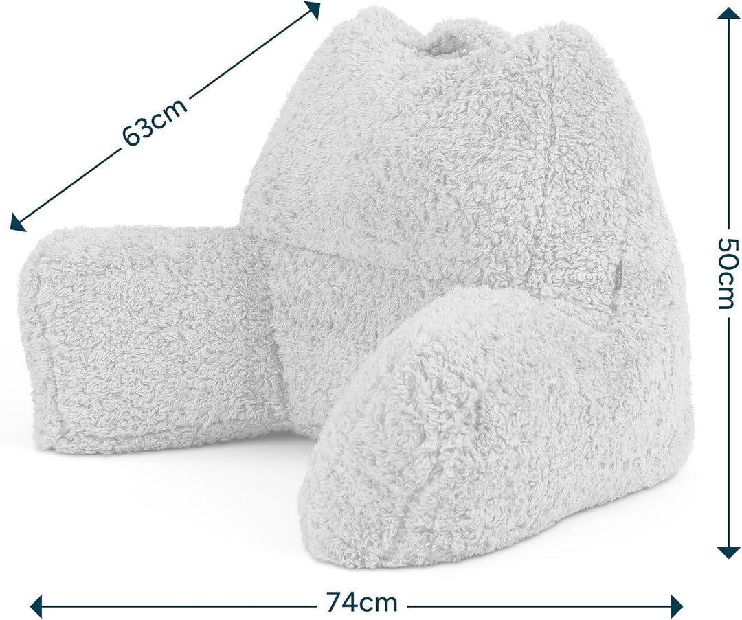Icon Teddybär Rückenlehne Lesekissen, Beige, 2er Pack, Lesekissen Flauschig mit Sitzsack Füllung, Rü