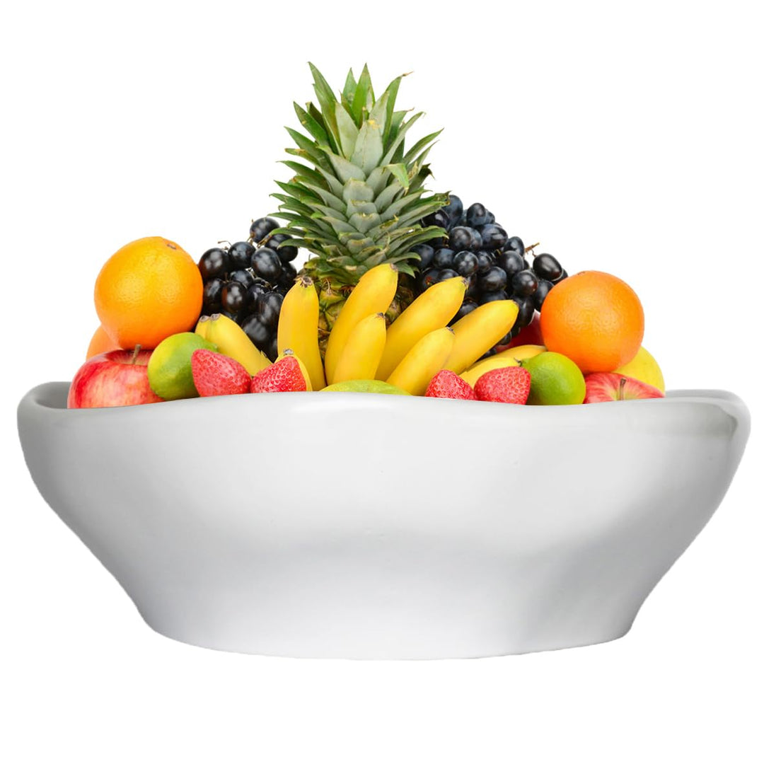 32 cm grosse Obstschale, weisses Porzellan, Salat-Servierschale, Obstkorb für Küche oder Brotkorb, T