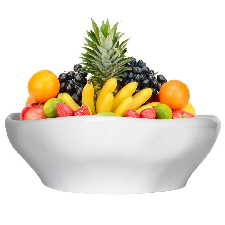 32 cm grosse Obstschale, weisses Porzellan, Salat-Servierschale, Obstkorb für Küche oder Brotkorb, T