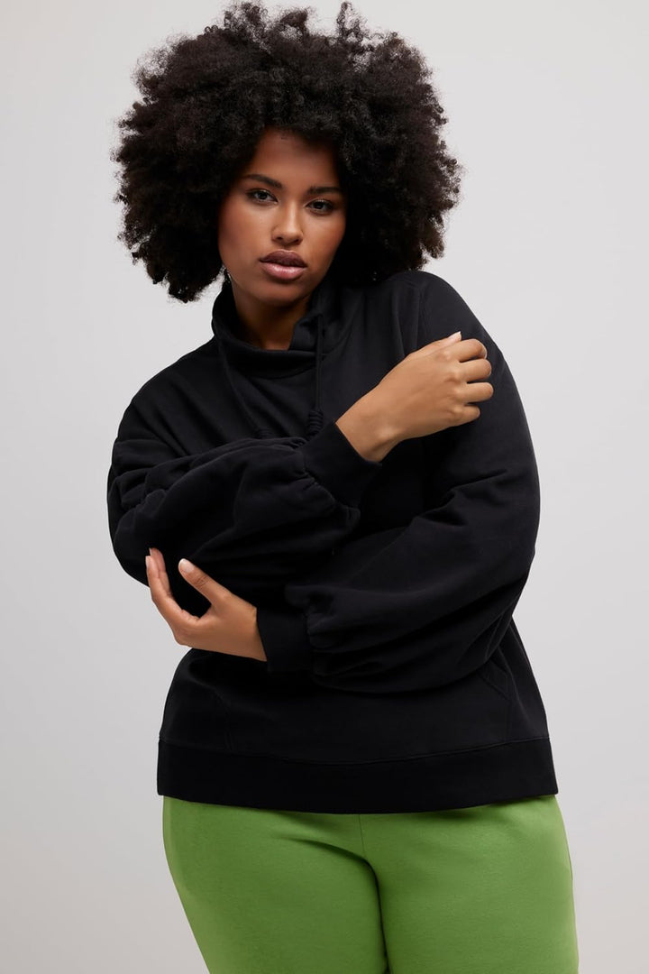Ulla Popken Damen grosse Grössen Übergrössen Plus Size Sweatshirt, Kängurutasche, Oversized, Stehkra