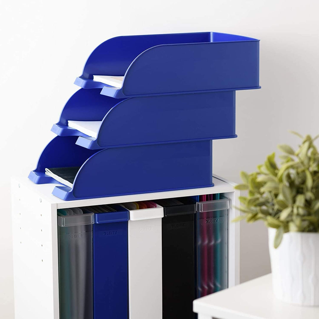 Leitz Briefkorb A4 Jumbo, 4er Pack, Rot, Mit extragrossem Fassungsvermögen, Plus Serie, 52330025 4 S