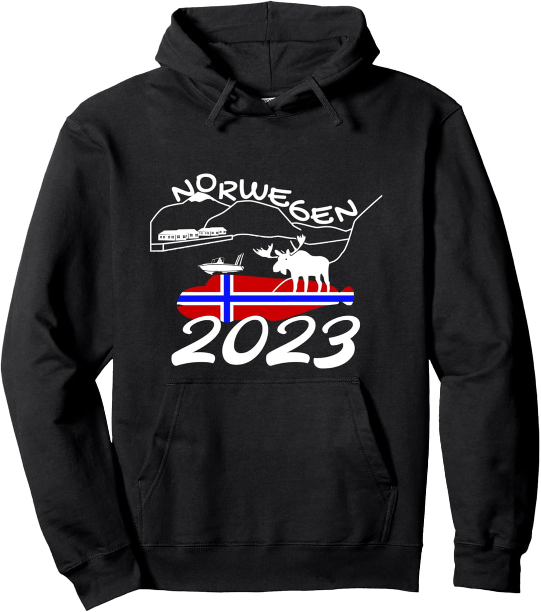 Norwegen 2023 - Seewolf Geschenk für Angler I Meer Elch Pullover Hoodie