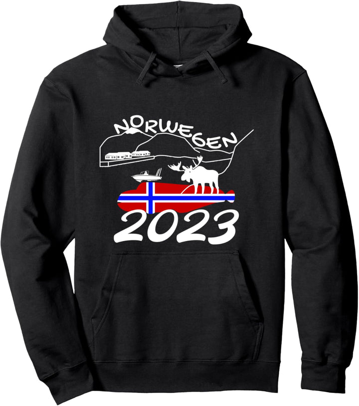 Norwegen 2023 - Seewolf Geschenk für Angler I Meer Elch Pullover Hoodie