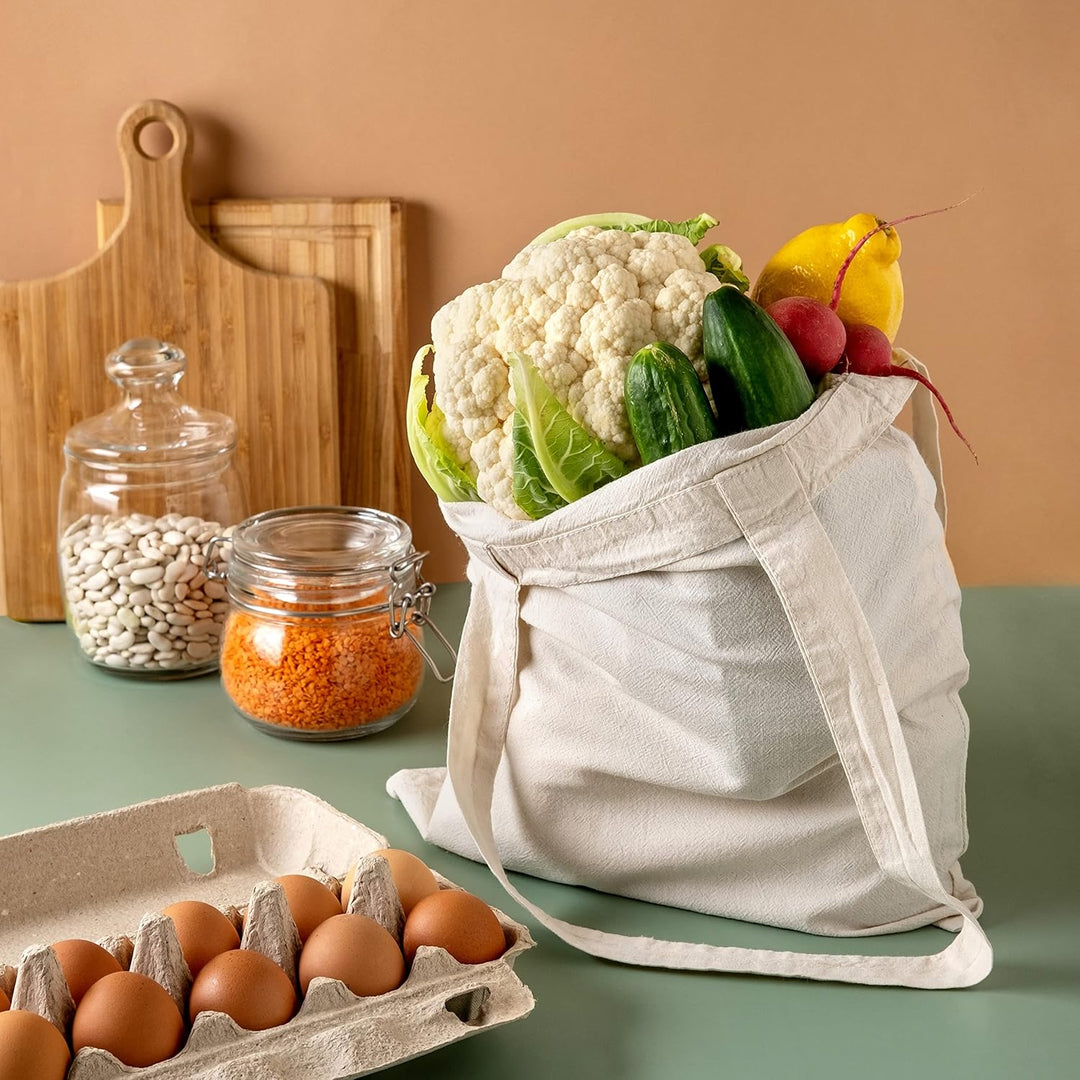 IDEA HOME Baumwolltasche 38x42cm- Jutebeutel Gross - Stoffbeutel Unbedruckt, Personalisierung Möglic