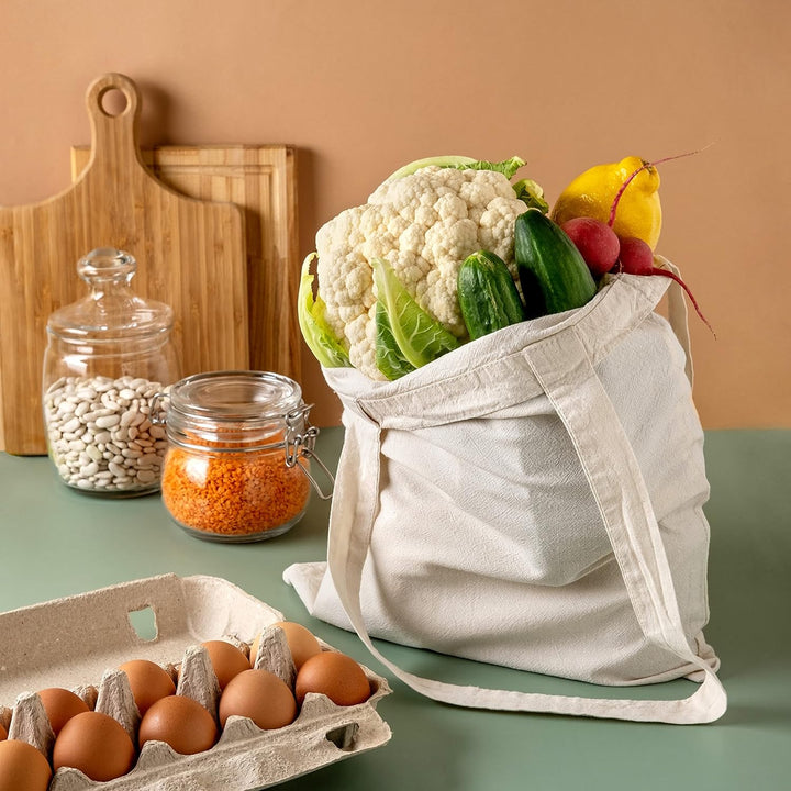 IDEA HOME Baumwolltasche 38x42cm- Jutebeutel Gross - Stoffbeutel Unbedruckt, Personalisierung Möglic