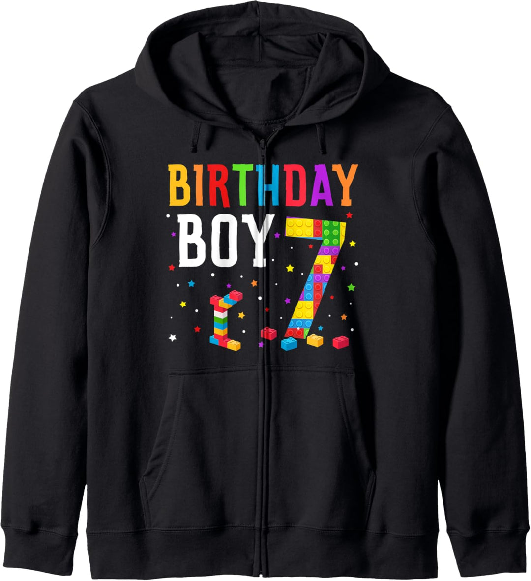 Geburtstag Junge Bausteine 7 Jahre alt Kapuzenjacke
