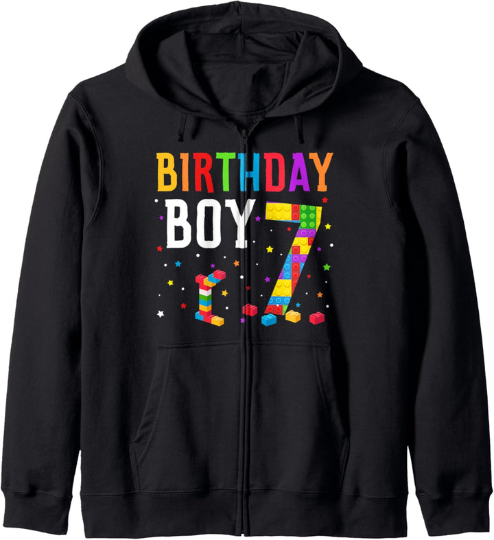 Geburtstag Junge Bausteine 7 Jahre alt Kapuzenjacke