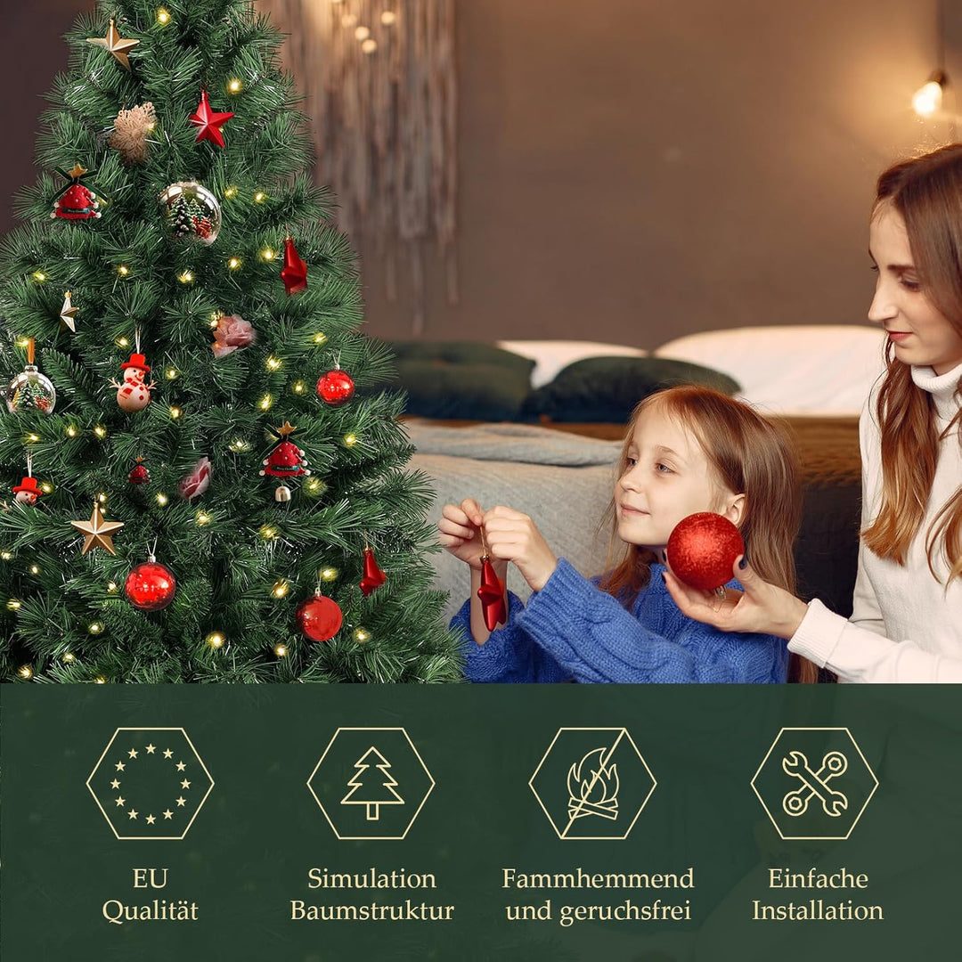 SALCAR Künstlicher Weihnachtsbaum 150 cm, Tannenbaum Künstlich mit Handschuhen und Metallständer, Ch