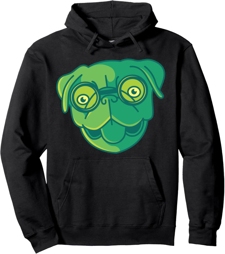 Mops Mit Brille Nerd Dog Frauchen Hundebesitzer Pullover Hoodie