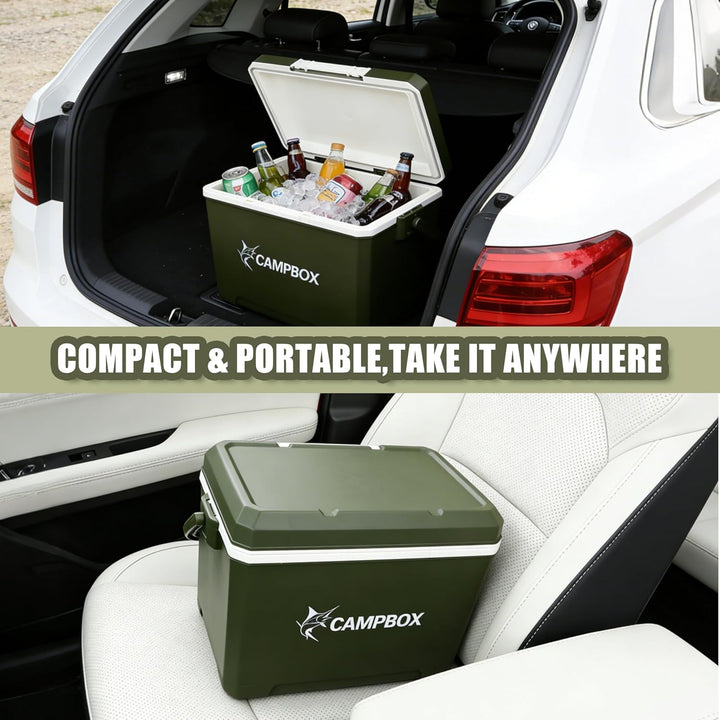 JONRRYIN Kühlbox, Passiv-Kühlbox 24 Liter Bis zu 12 Std. Kühlung, Mobile Cooler Box mit 2 Kühlakkus,