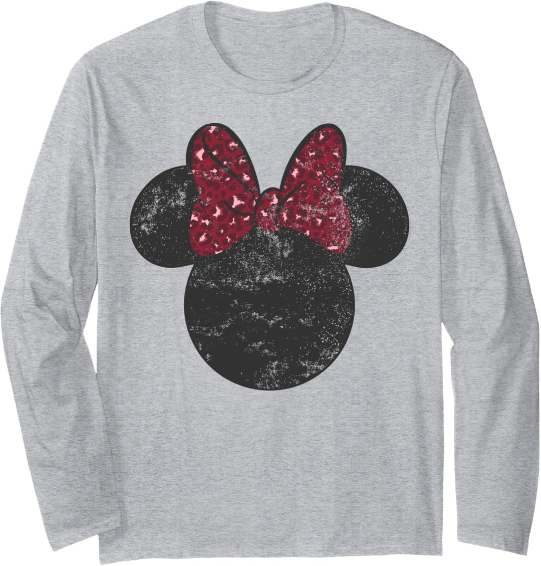 Disney Mickey And Friends Simple Minnie Leopard Bow Langarmshirt