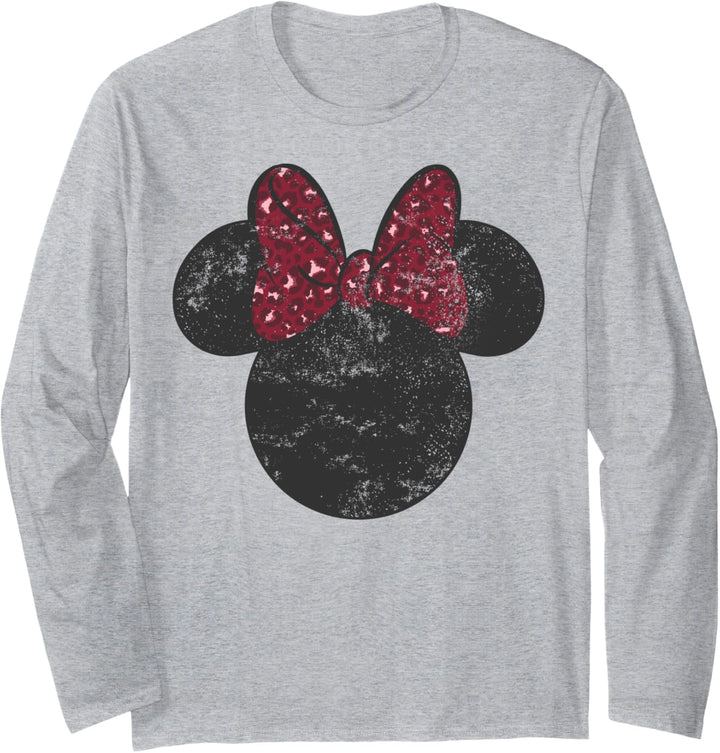 Disney Mickey And Friends Simple Minnie Leopard Bow Langarmshirt