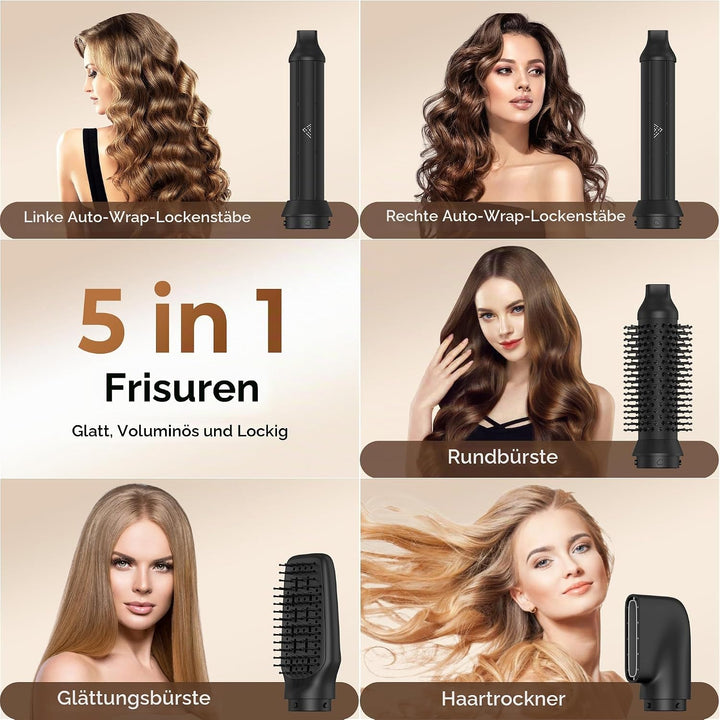 Hair Styler Set 110000 U/MIN, Hairstyler 5 in 1, Airbrush 5 in 1 mit Föhn Ionen, Warmluftbürste, Hai