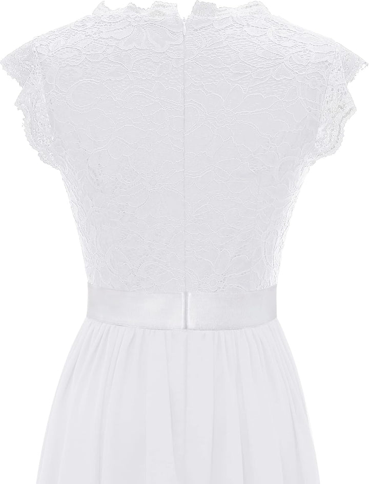 Dressystar Spitzen Cocktailkeid Elegant für Hochzeit Knielang Festlich Abendkleider Kurz XXL Band_we