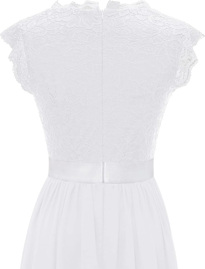 Dressystar Spitzen Cocktailkeid Elegant für Hochzeit Knielang Festlich Abendkleider Kurz XXL Band_we