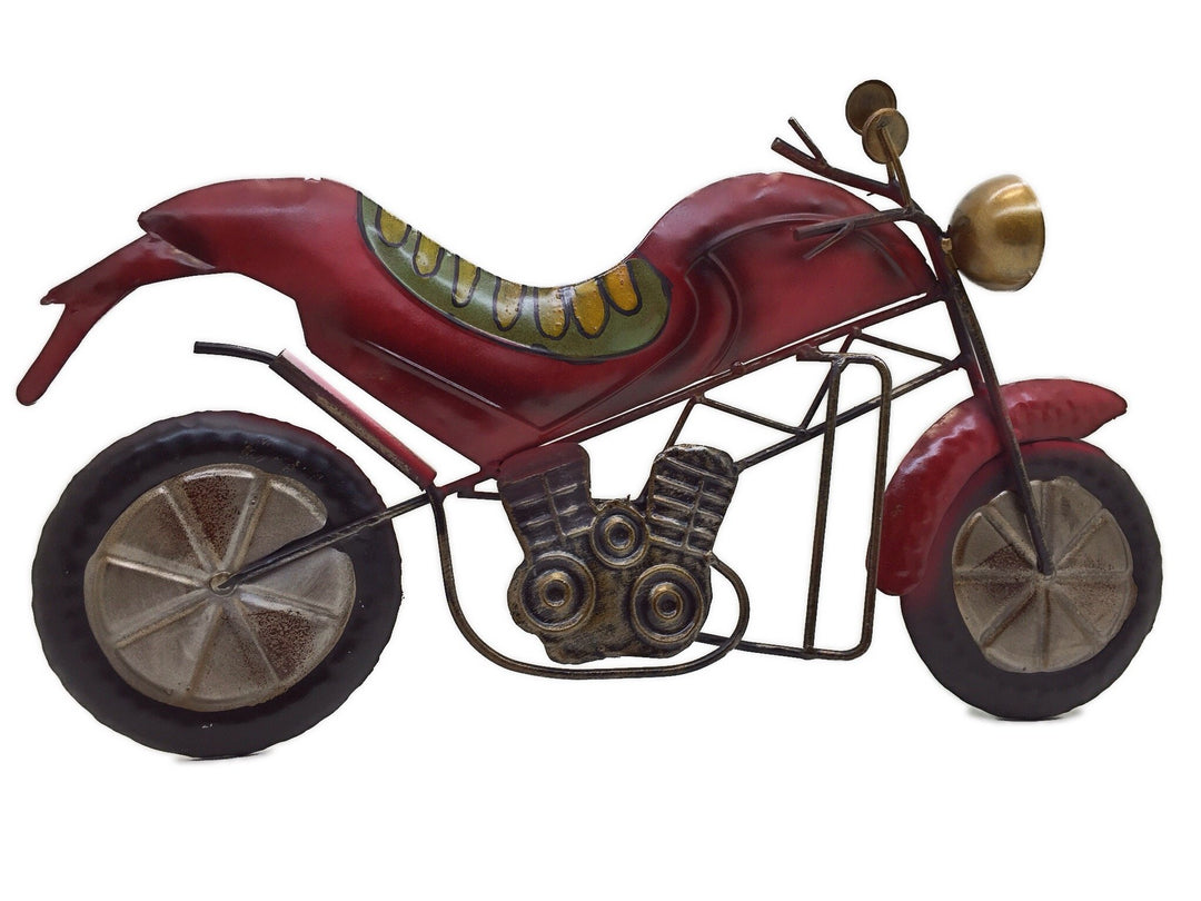 Crispe Metall Wand-Deko - Motorrad – 44 x 25cm - geprägte 3D Wanddekoration - Wandbild inkl. praktis