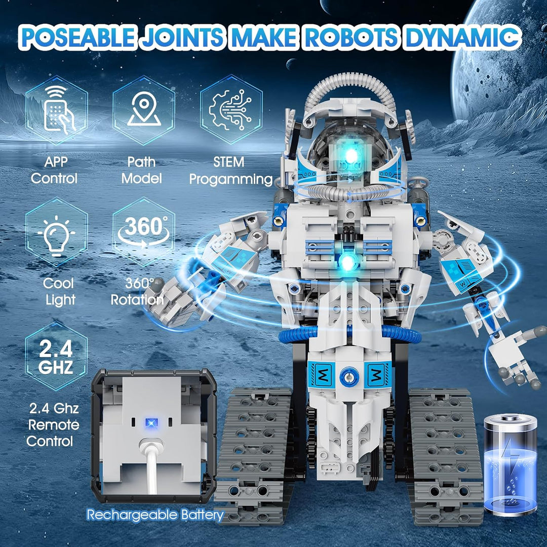 Sunrad Technik Roboter Bauspielzeug für Kinder,6 in 1 App & Fernsteuerung Technic Roboter EIN Ketten