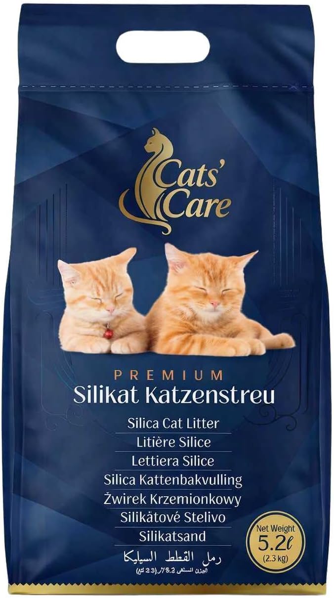 12 × 5,2 L Cats' Care Premium Silikat Katzenstreu, 12er Grosspackung, Gesamtvolumen 62,4 L