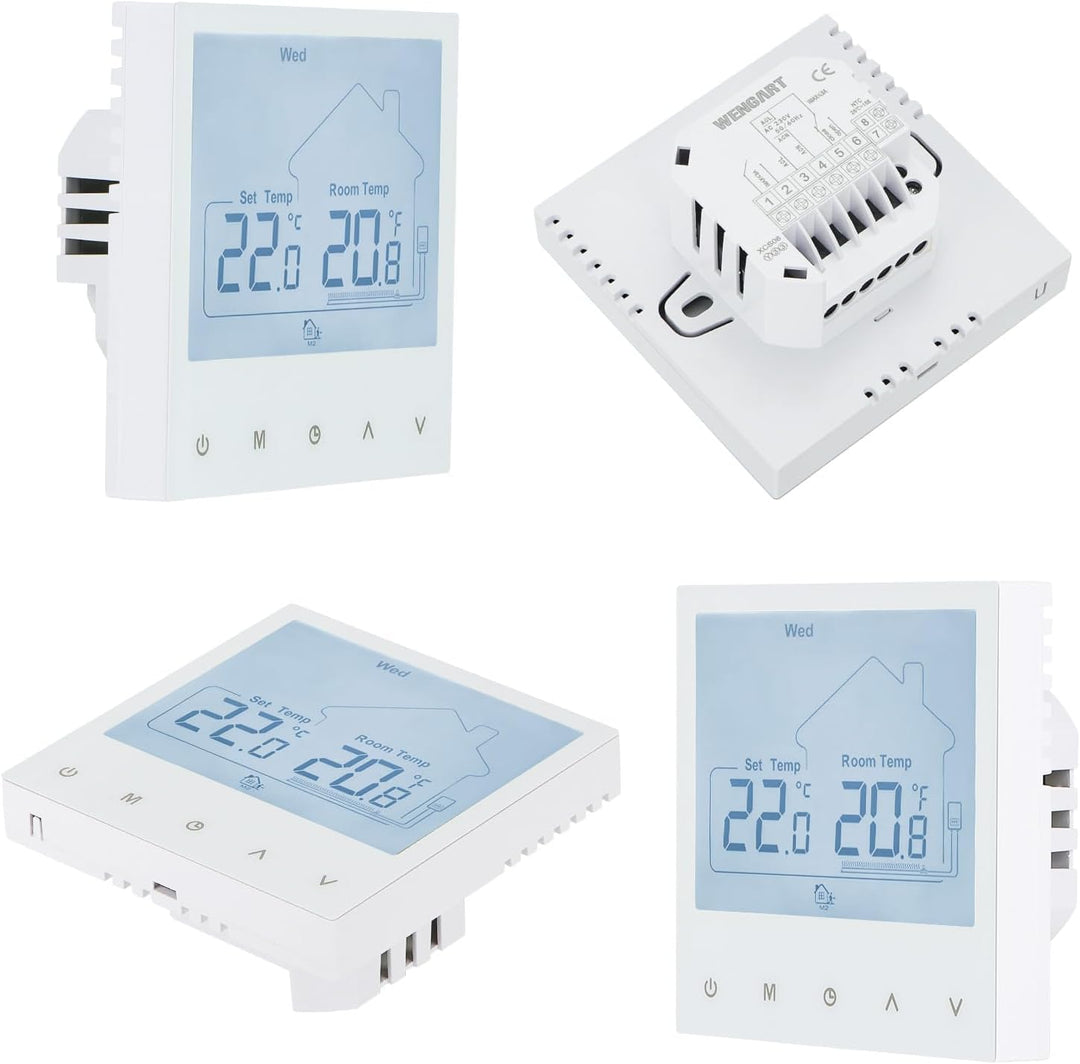 Wengart Raumthermostat WG933 für Gastherme &amp; Wasserfussbodenheizung – Dual-Ausgang: 230V 3A &amp; Potent