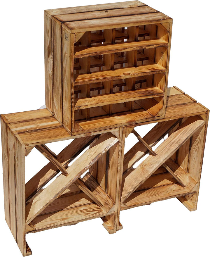 Kistenkolli Altes Land Weinregal X geflammt Masse 50x40x27cm Regalkiste Flaschenablage Weinregal Apf