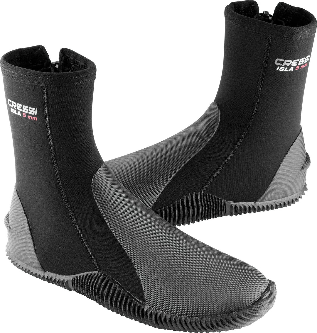 Cressi Isla Boots - Unisex Tauchschuhe aus Neopren Shwarz mit Gummisohle 5mm XL, 5mm XL