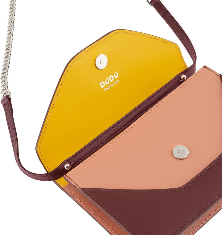 DUDU Kleine Damen-Umhängetasche Made in Italy aus echtem Leder, umwandelbar in Gürteltasche, Mini-Um