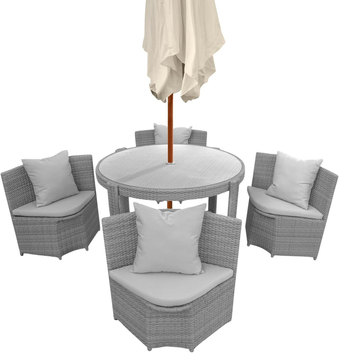 anndora® Teleskopschirm 3 x 3 m eckig Sonnenschirm Marktschirm wasserabweisend Natural Creme Weiss