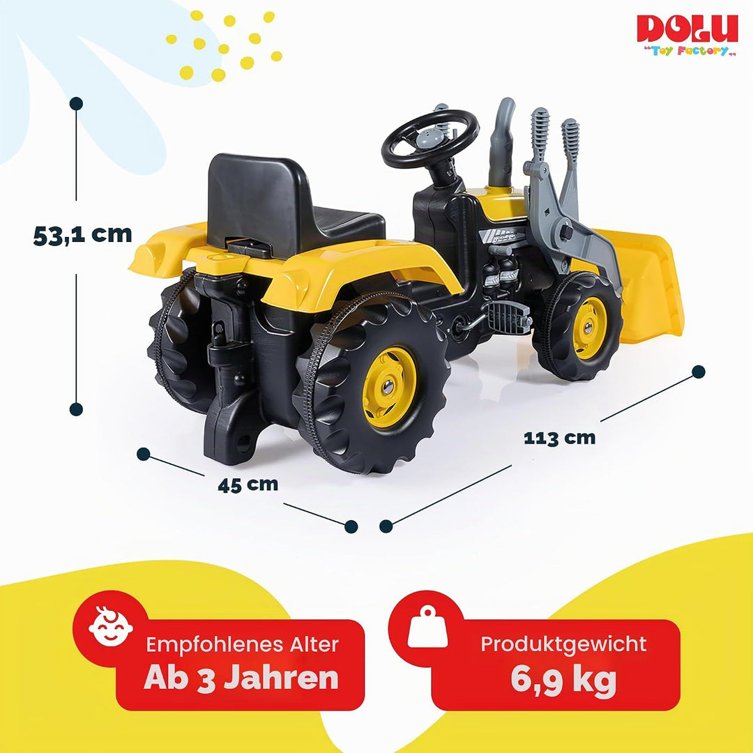 Unbekannt Dolu Pedaltraktor mit Bagger für Kleinkinder ab 3 Jahren, Kinder-Pedaltraktor mit Lernfunk