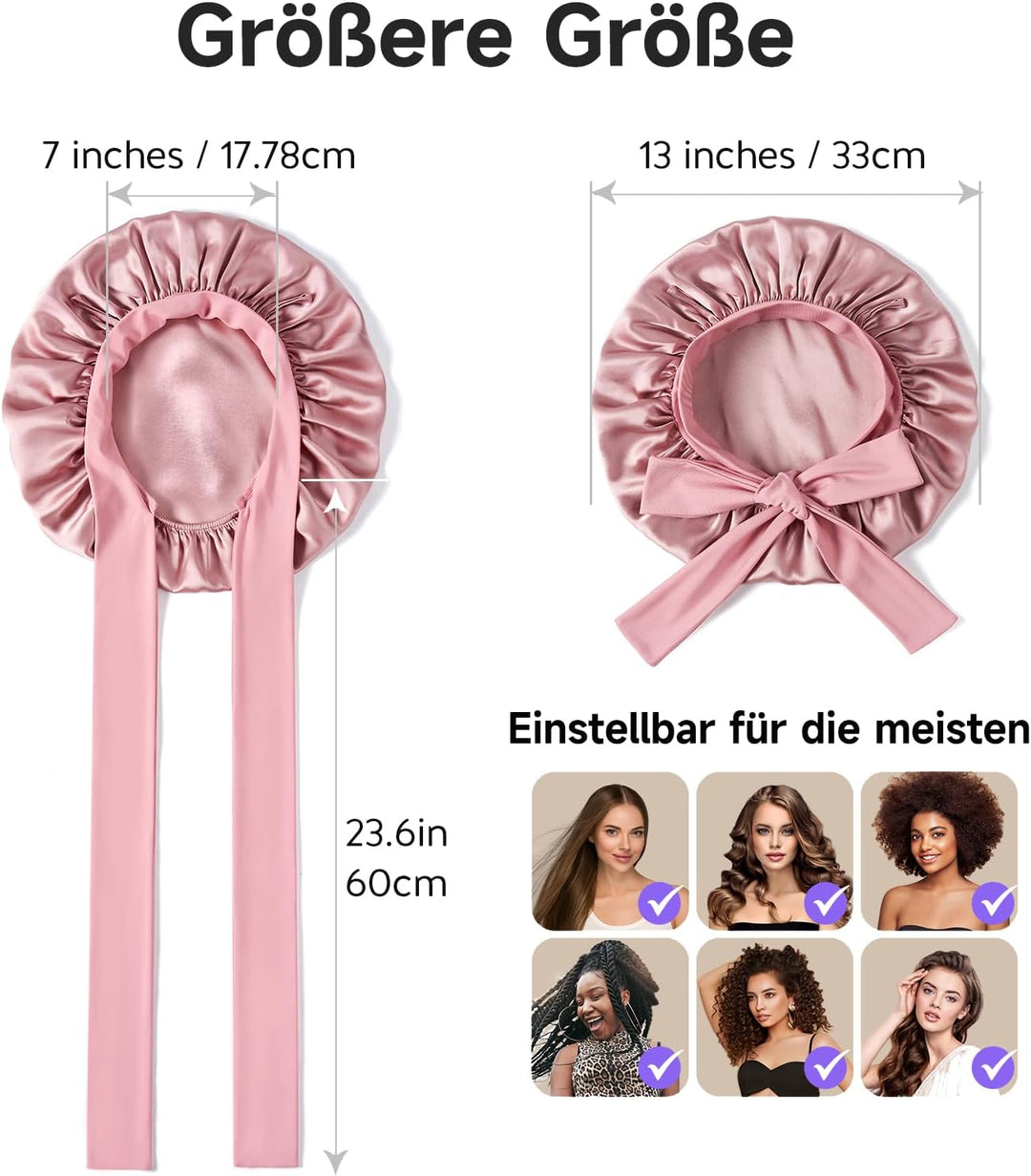 Umisleep 22 Momme Schlafmütze aus 100% Maulbeerseide, doppelseidige weiche Nachtmütze für lockiges H