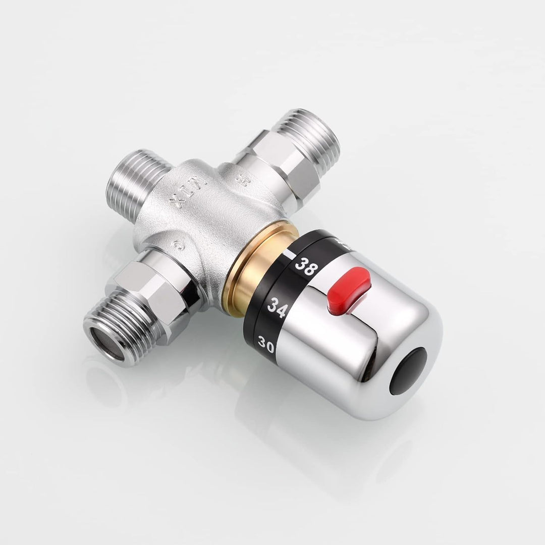 CIENCIA Thermostatventil 1/2 zoll 3 Wege Ventil Thermostat Messing Duschthermostat Brausethermostat