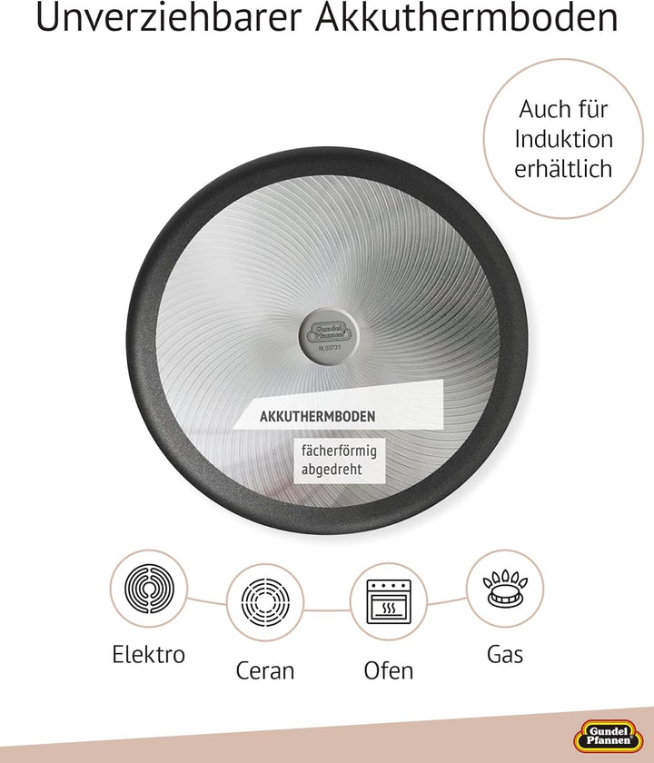Original Gundel GUSS-BRATPFANNE hoch, Ø 26 cm, Höhe 7,5 cm, BIOTAN-Oberfläche, PFOA-frei, Akku-Therm