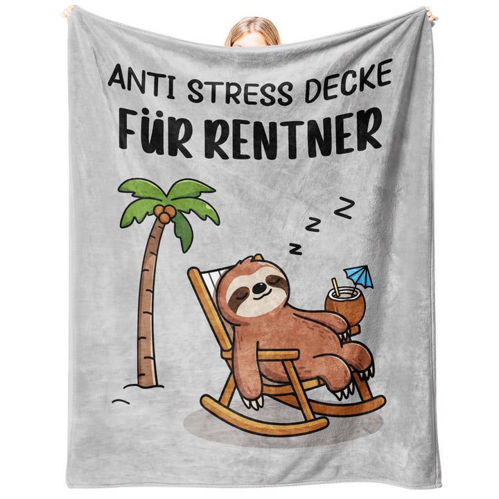 CheriGift Ruhestand Geschenk, Decke mit Faultiermuster Rentner Geschenke Mann, Renteneintritt Gesche